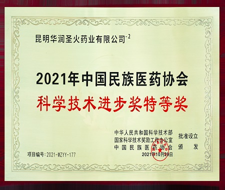 2021年中國民族醫(yī)藥協(xié)會 科學(xué)技術(shù)進(jìn)步獎特等獎